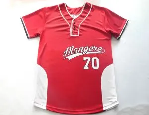 2 ปุ่มเสื้อแขนสั้นสีแดงอ่อน Softball